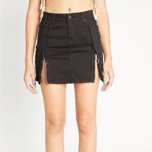 Black Mini Skirt with Zipper Details